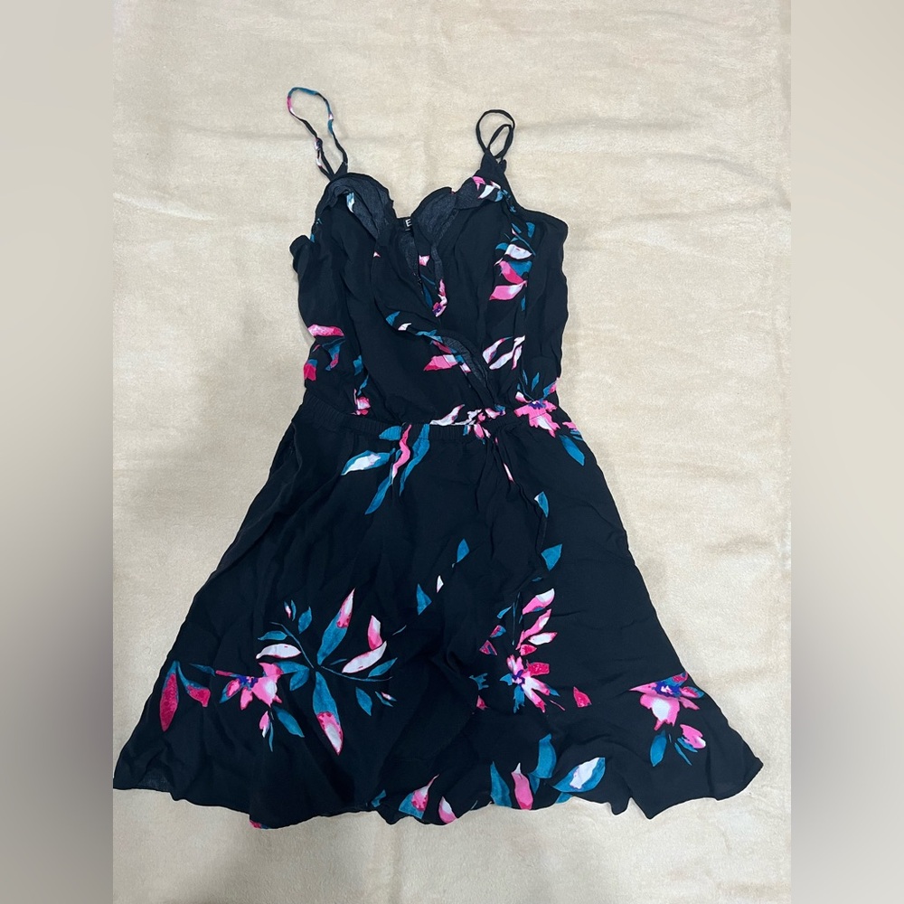 Express Black Shorts with Pink and Blue Accents